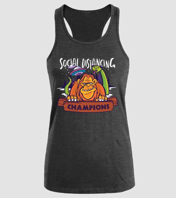 Campioni Social Distancing model negru pe tricou