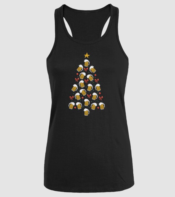 Pom de Crăciun cu Bere model negru pe tricou