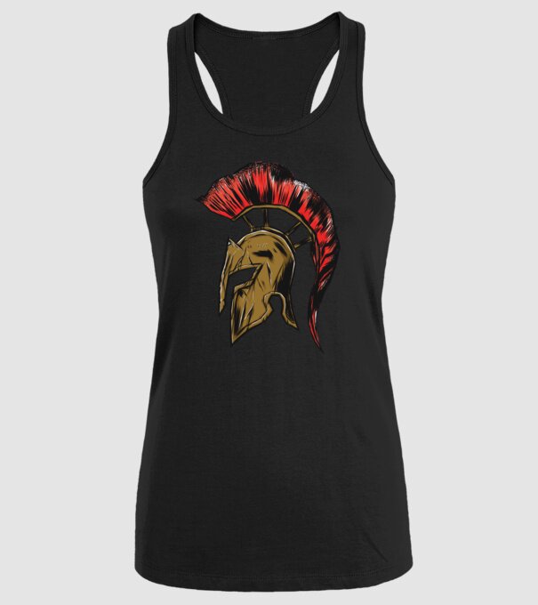 Cască războinic Sparta model negru pe tricou