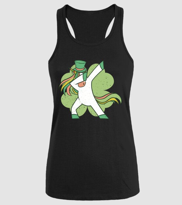 St Patrick Unicorn DAB model negru pe tricou