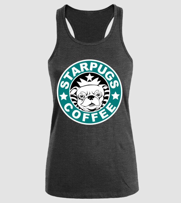 Starpugs Coffee model negru pe tricou