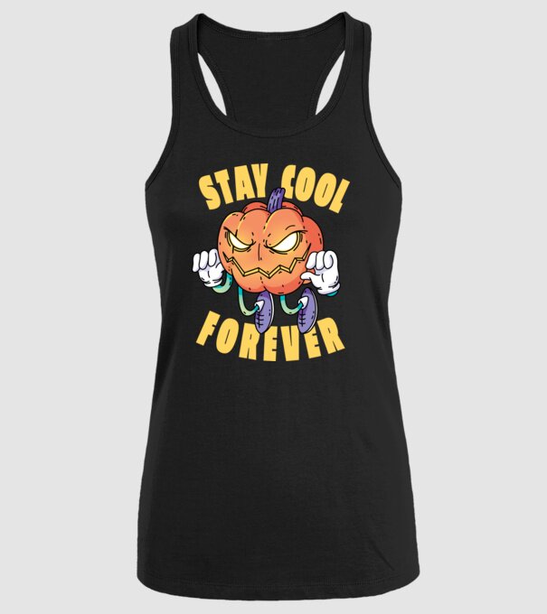 Dovleac de Halloween Stay Cool Forever model negru pe tricou