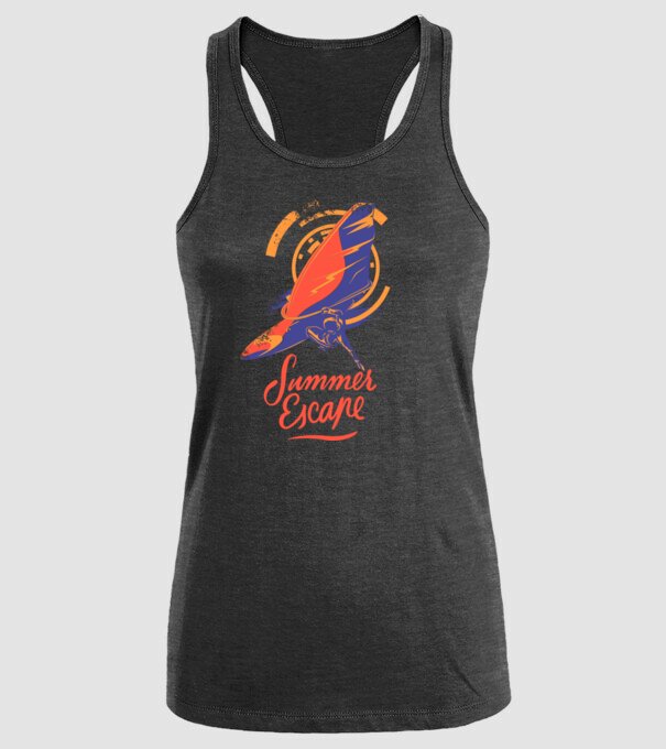 Summer escape Surf model negru pe tricou