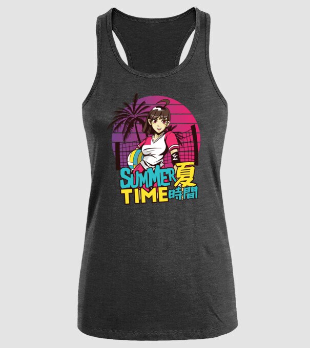 Summer Girl Anime Fată Manga model negru pe tricou