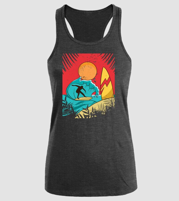 Afiș Surf model negru pe tricou