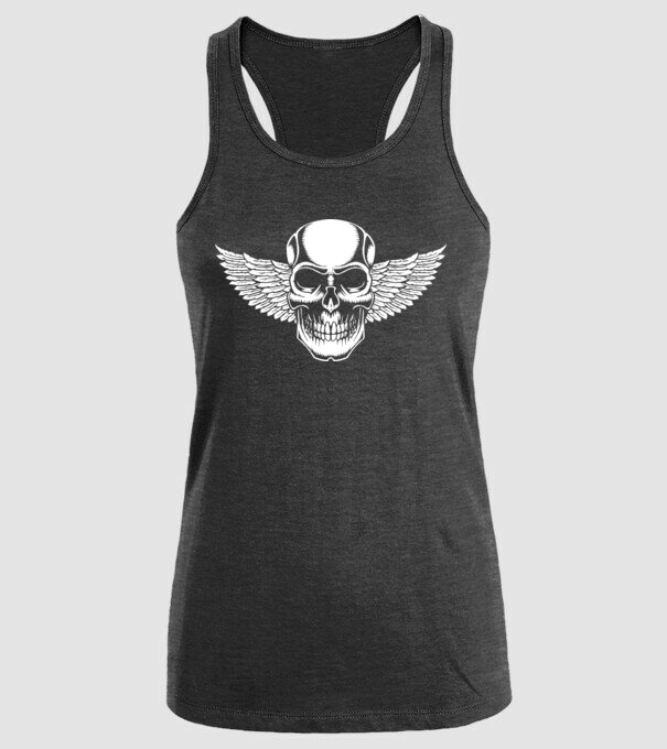 Craniu cu Aripi model negru pe tricou