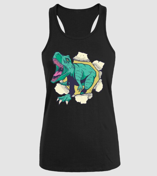 T-rex 3D model negru pe tricou