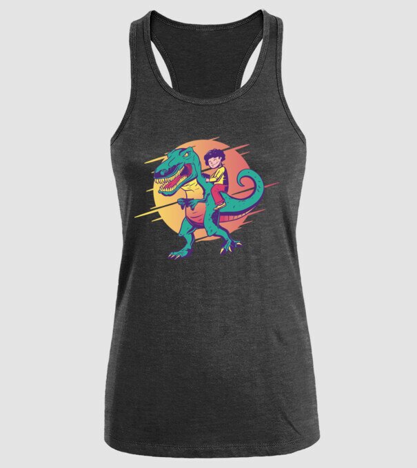 T-rex Gamer dinozaur model negru pe tricou