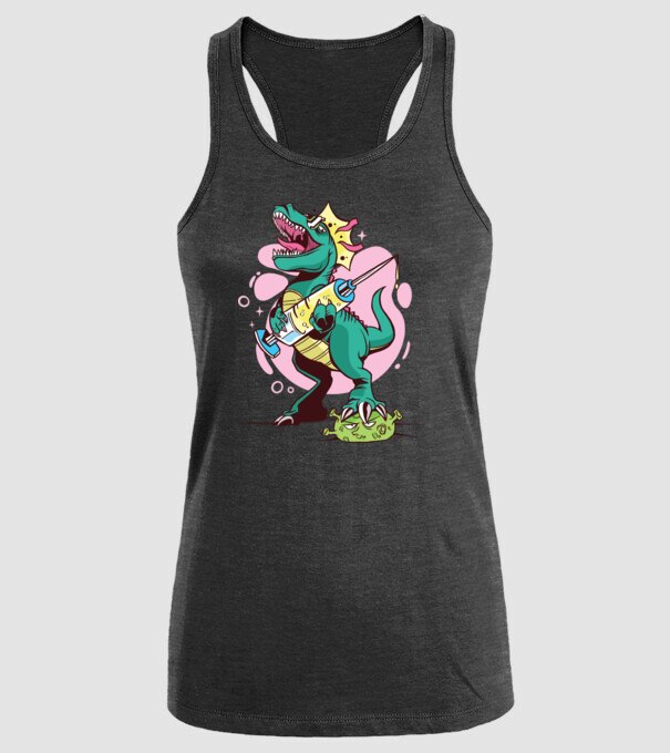 T-rex Vaccin model negru pe tricou
