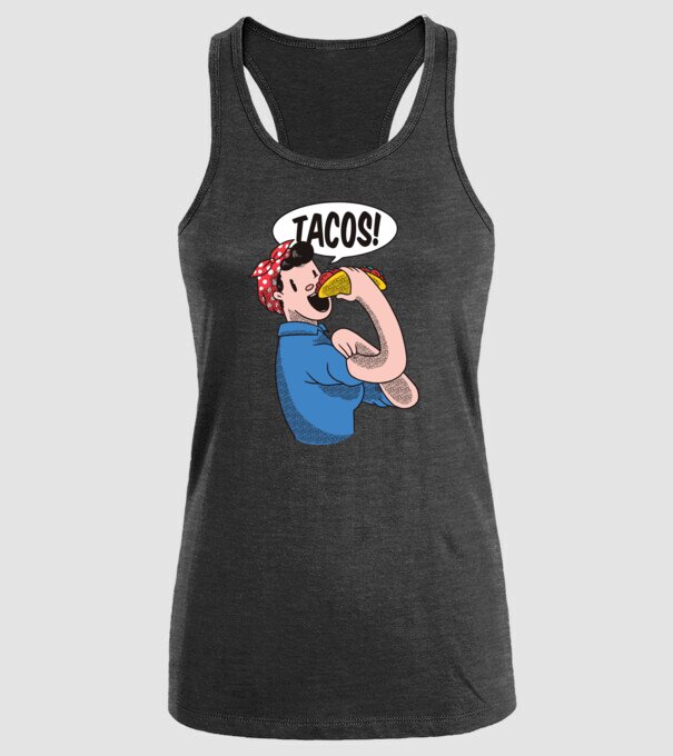 Tacos feminism model negru pe tricou