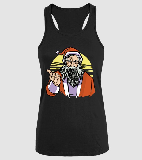 Moș Crăciun model negru pe tricou