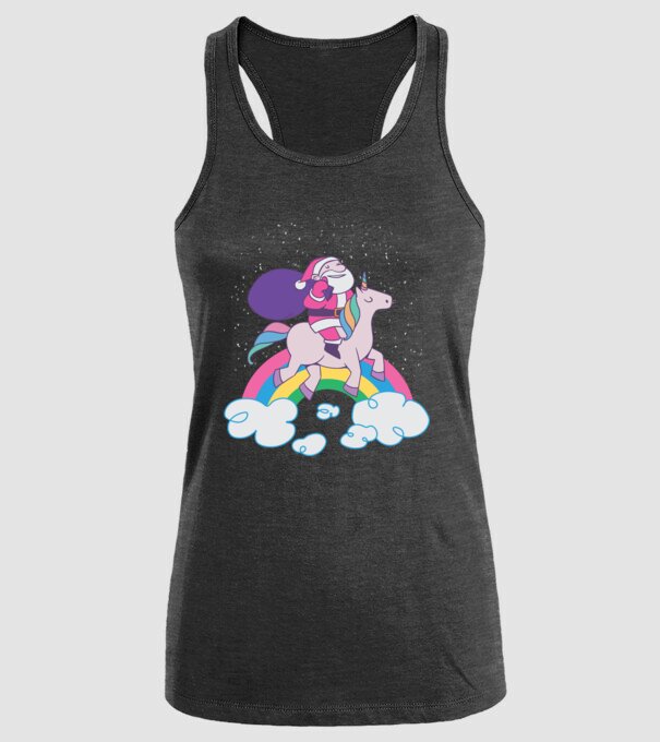 Moș Crăciun Unicorn model negru pe tricou