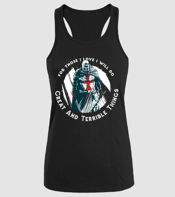 Cavaler Templier model negru pe tricou