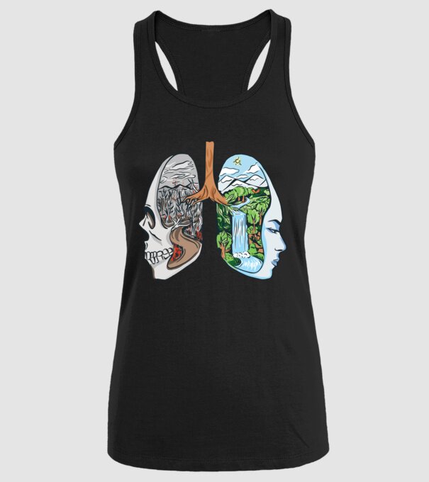 Natură Plămâni imagine model negru pe tricou