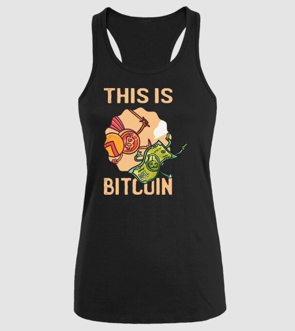 This is Bitcoin model negru pe tricou
