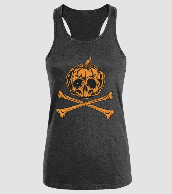 Dovleac craniu Halloween model negru pe tricou