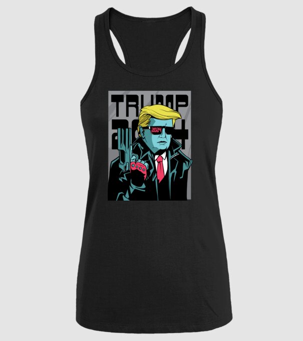 Trump Terminator 2024 model negru pe tricou