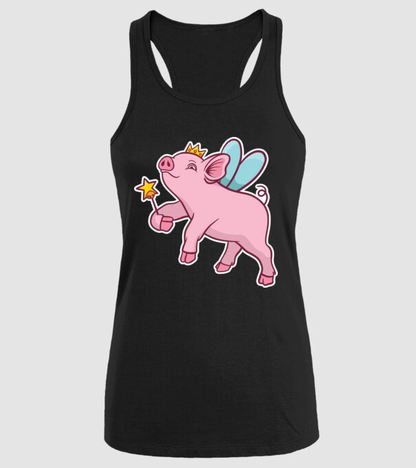 Porcușor zână model negru pe tricou