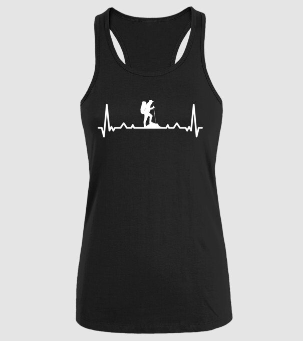 Drumeții Ritm cardiac ECG model negru pe tricou
