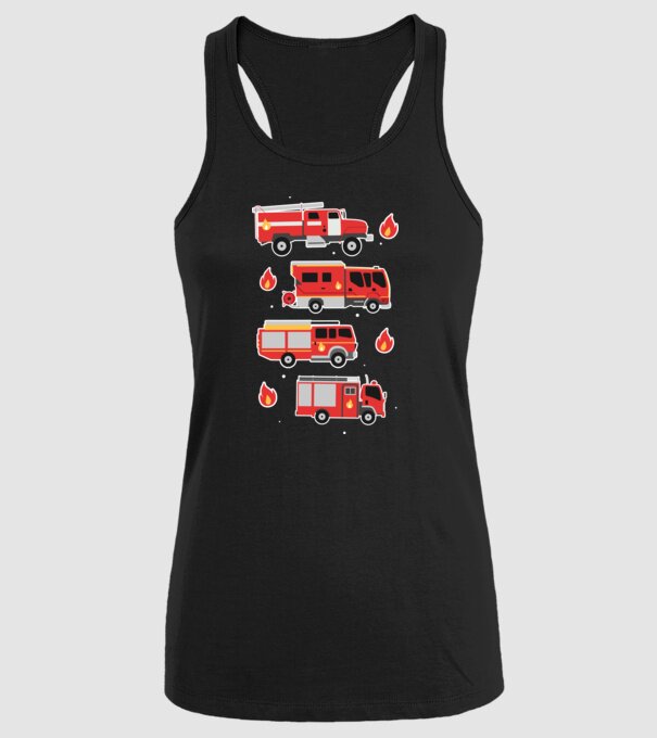 Mașini de pompieri model negru pe tricou