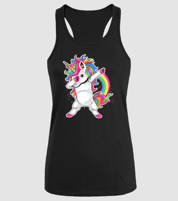 Unicorn Dab model negru pe tricou