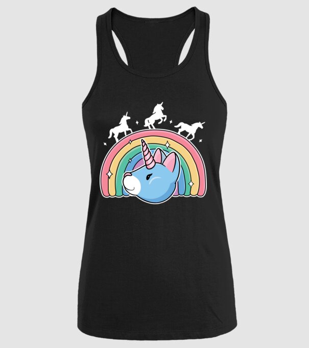 Pisică Unicorn model negru pe tricou