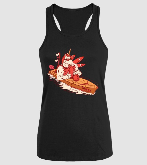 Unicorn Corabie de luptă model negru pe tricou