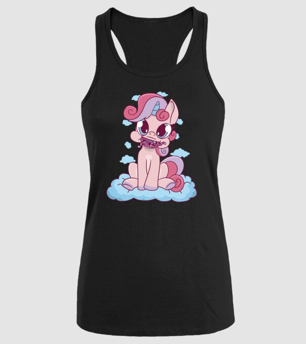 Unicorn cu bomboane model negru pe tricou