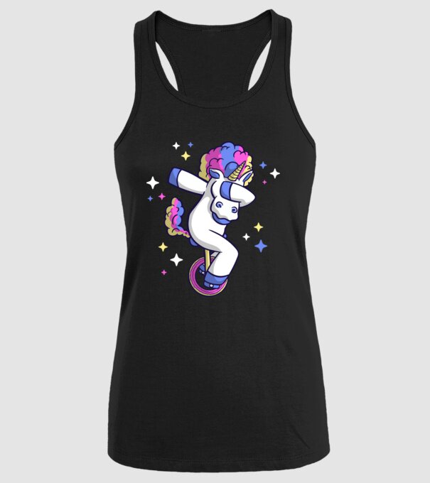 Unicorn pe monociclu model negru pe tricou