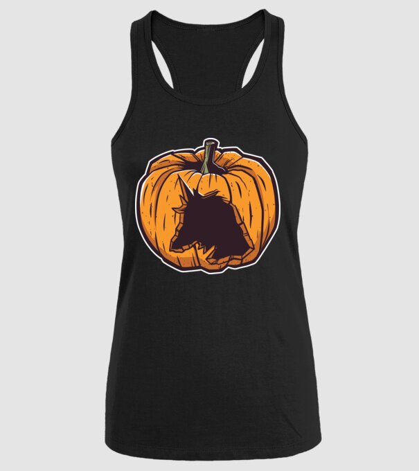 Dovleac de Halloween Unicorn model negru pe tricou