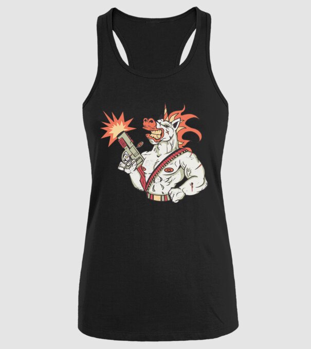 Unicorn Războinic model negru pe tricou