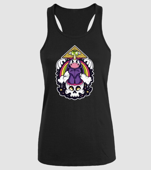 Unicorn Illuminati model negru pe tricou