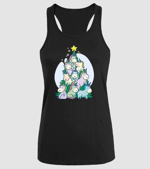 Unicorn pom de Crăciun model negru pe tricou