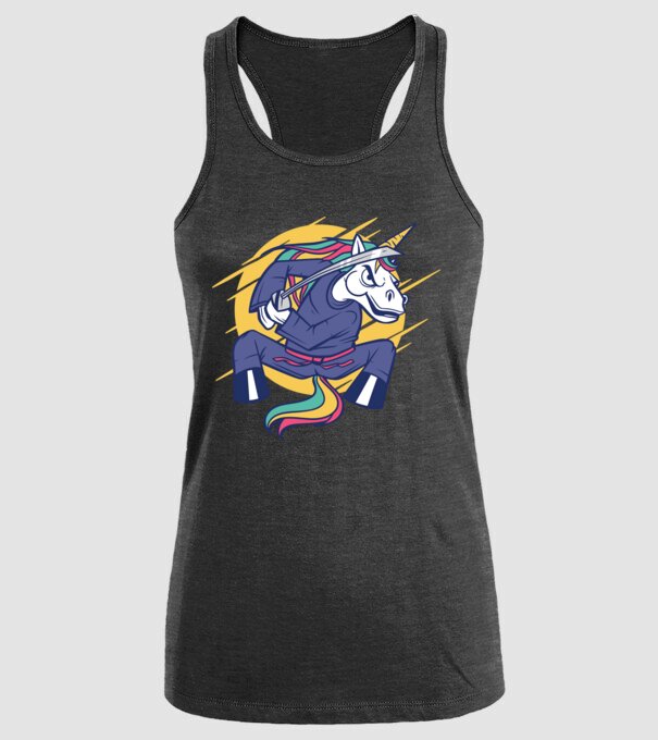 Unicorn Ninja model negru pe tricou