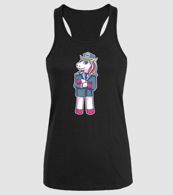 Unicorn Pilot model negru pe tricou