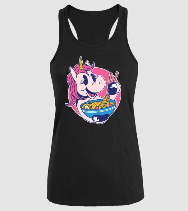 Unicorn Ramen model negru pe tricou
