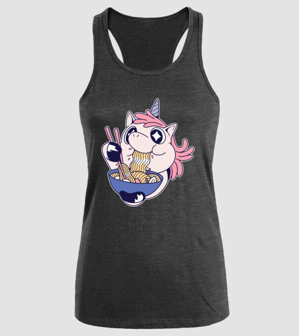 Unicorn Ramen model negru pe tricou