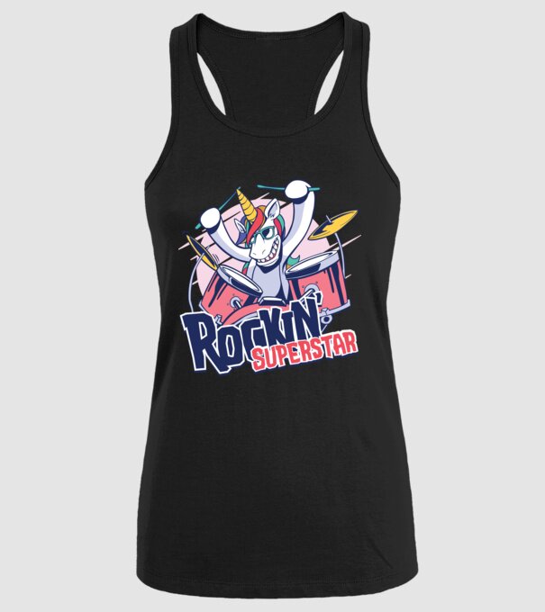 Unicorn Star rock model negru pe tricou