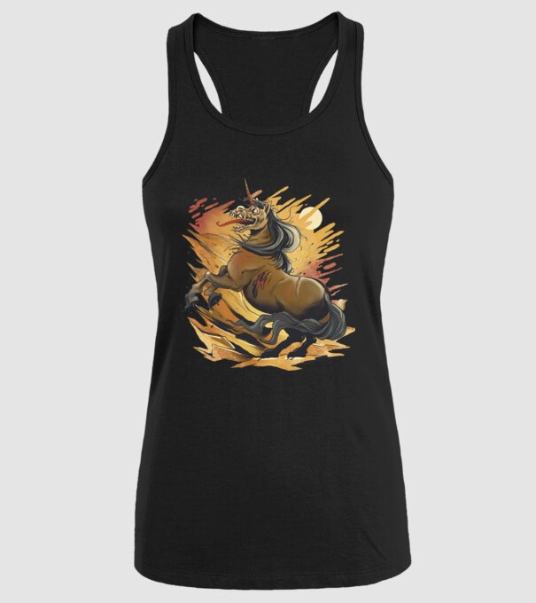 Unicorn Zombie model negru pe tricou