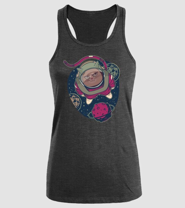 Pisică Astronaut model negru pe tricou
