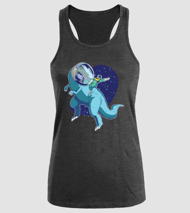 Astronaut Dinozaur T rex model negru pe tricou