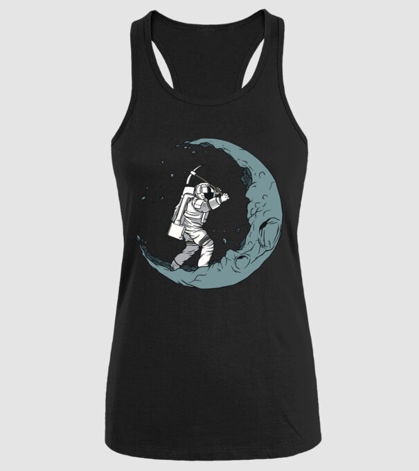 Astronaut pe Lună model negru pe tricou