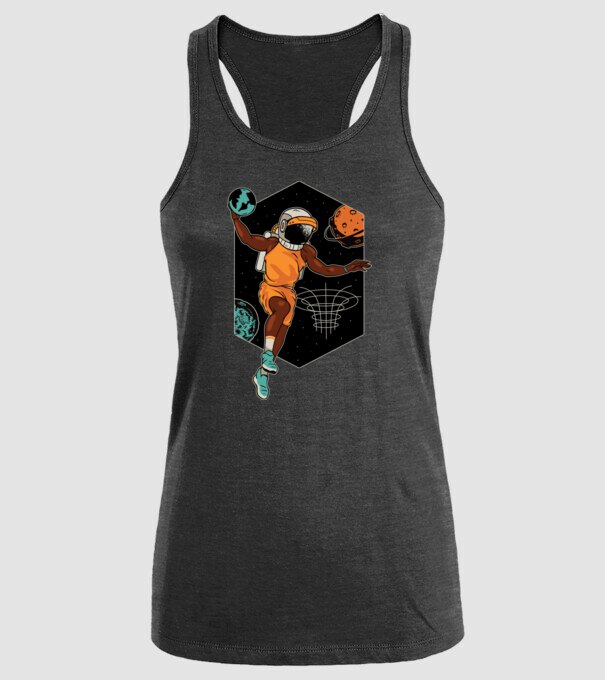 Astronaut Baschetbalist model negru pe tricou