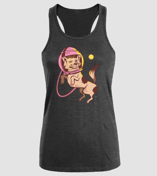 Câine Astronaut model negru pe tricou
