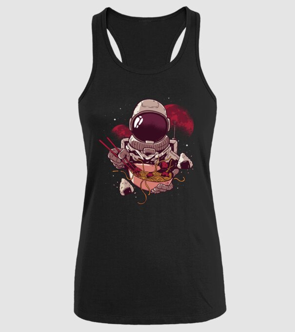 Astronaut Ramen model negru pe tricou