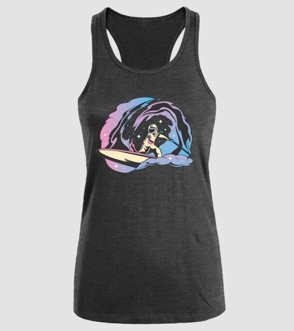 Surf Astronaut model negru pe tricou