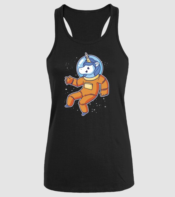 Unicorn Astronaut model negru pe tricou