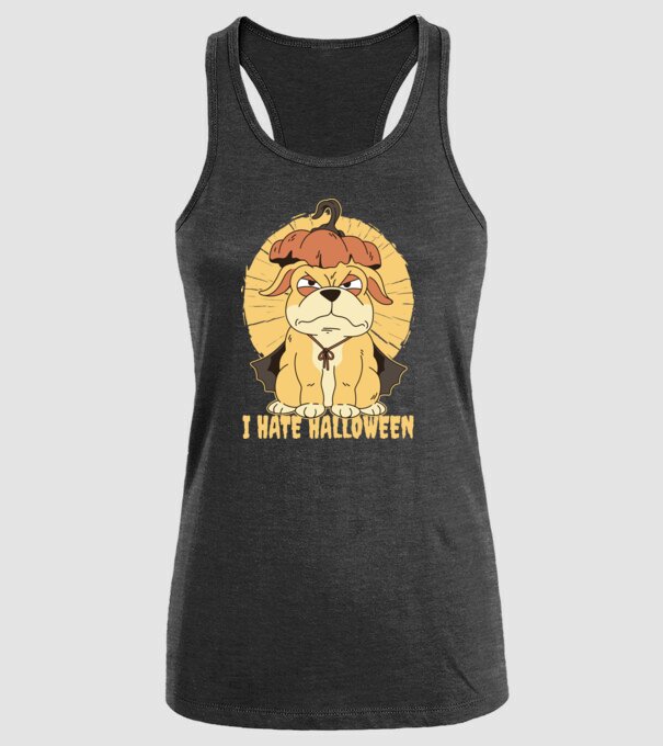 Urăsc Halloween cu câine model negru pe tricou