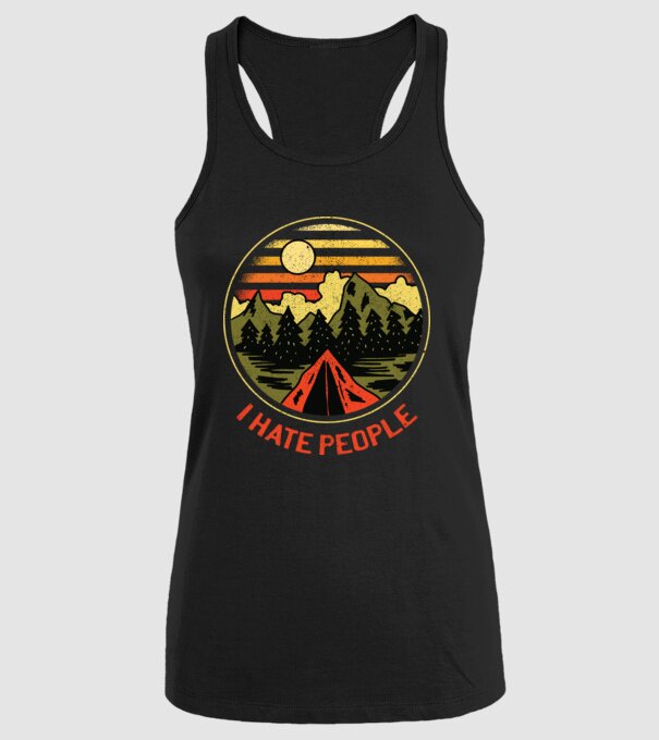 Urăsc oamenii tricou de camping model negru pe tricou