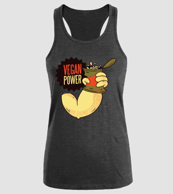 Putere vegan model negru pe tricou